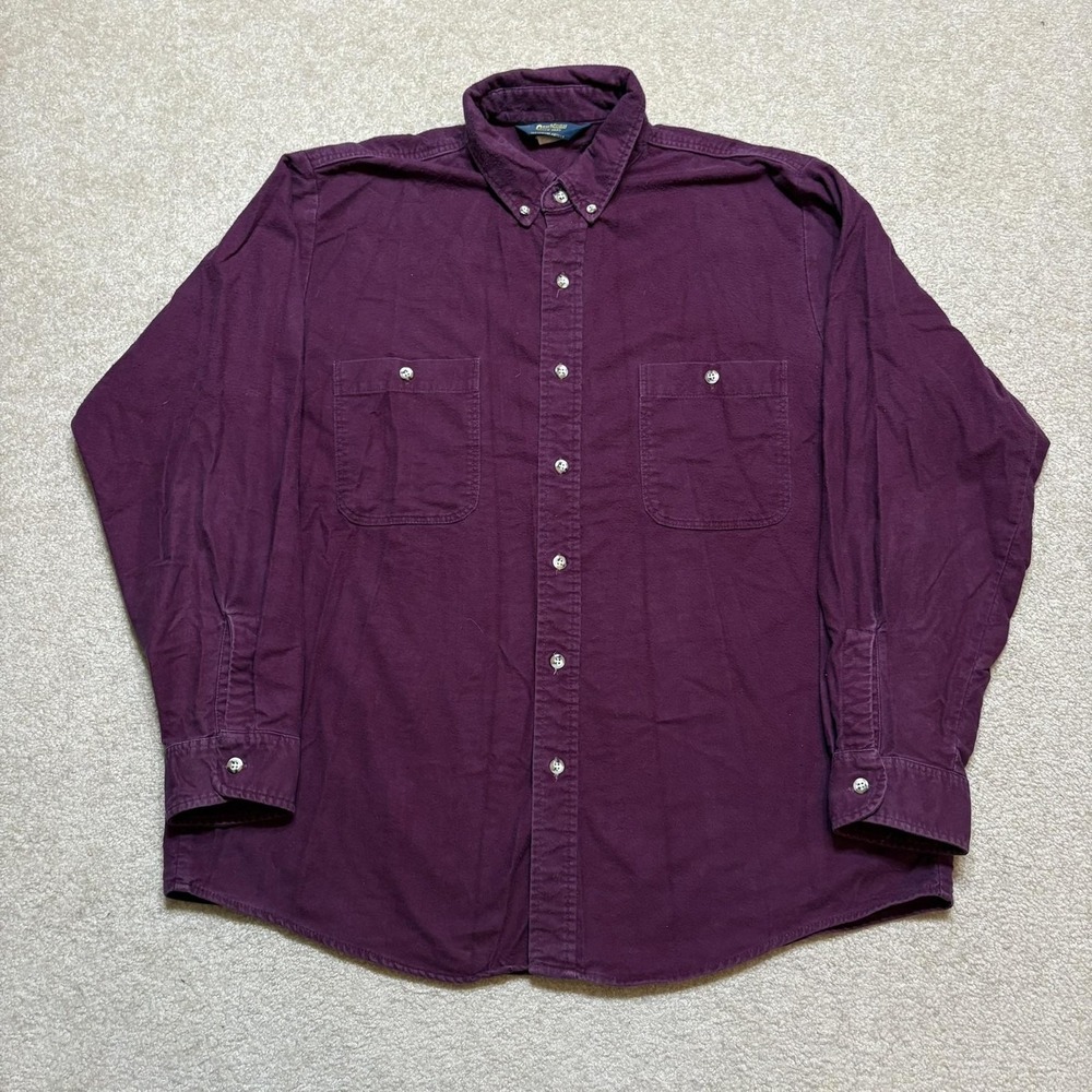 Vtg‎ OshKosh B'gosh Shirt Mens XL Purple Solid Flannel Button Up Long Sleeve 90s